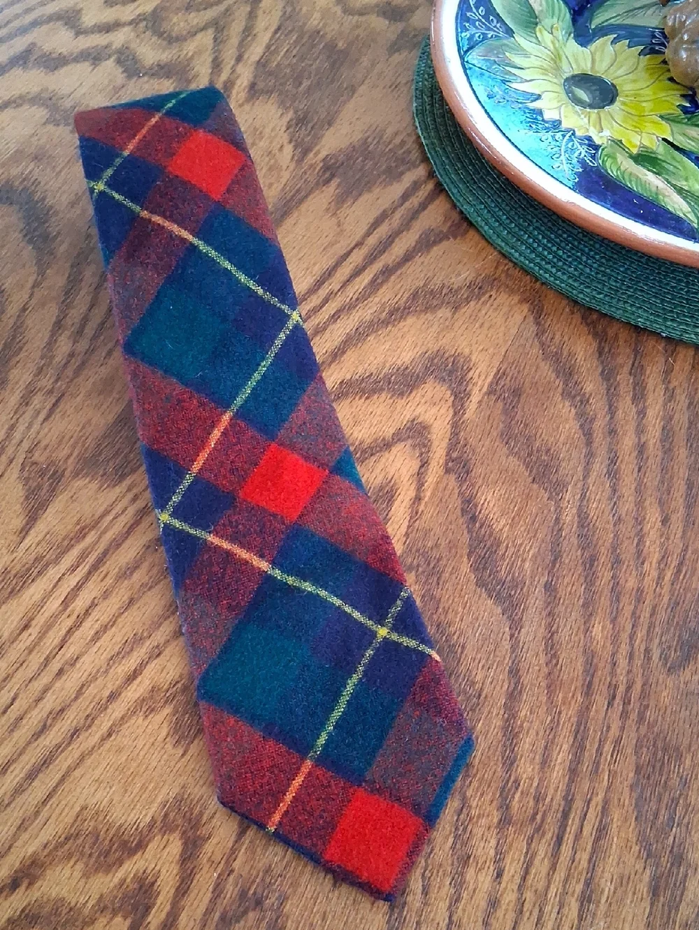 Vintage Pendleton Wool Classic Tartan Red Navy Yellow Plaid Neck Tie